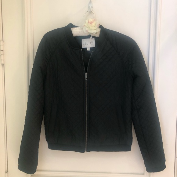 DELIA’S Quilted Black Bomber Jacket - Picture 6 of 13